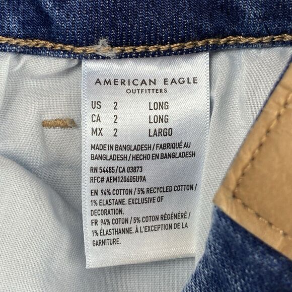American Eagle Womens 2L Curvy Mom Jeans High Rise Blue Stretch Denim New Y2K - Picture 3 of 16